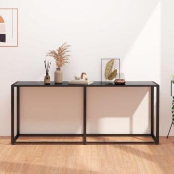 Mesa Consola Vidrio Templado Negro 180x35x75,5 cm