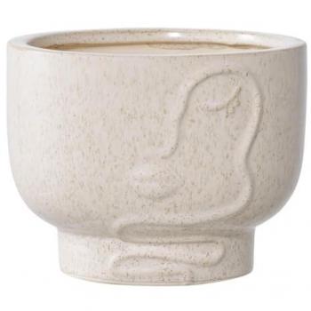Jarrón Decorativo Sun de Cerámica Beige, 15x15x12 cm