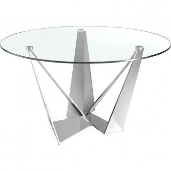 Mesa comedor redonda cristal Angel Cerda 1042.01, Cristal | Acero inoxidable cromado, Acero Cromado, Ø150 x 75 cm