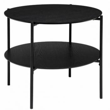 Mesa de Centro Redonda Kemi Color Negro 52x63 Cm - Melamina y Metal, dimensiones 63x52x63 cm