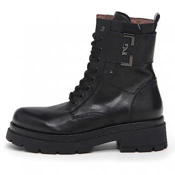Nerogiardini Black Combat Boots for Women, Size 7 UK / Size 10 US