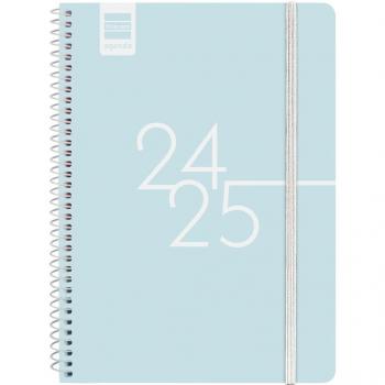 Agenda Escolar Finocam Kart 2024-2025 Celeste con Vista Semanal Horizontal de 155x212 mm