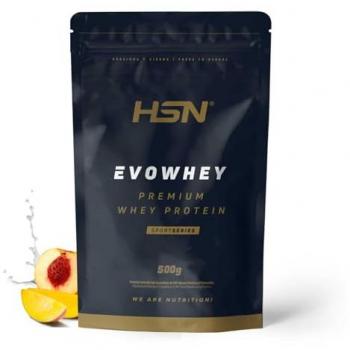 Concentrado de Proteína de Suero HSN Evowhey 500 g - Melocotón y Mango | 17 Tomas | No-GMO, Vegetariano, Sin Gluten ni Soja
