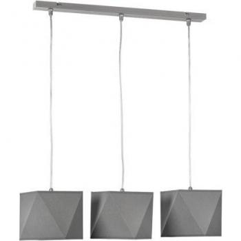 Plafón Lámpara Colgante PILAR de Metal y Tela Gris con Barra de 3 Luces
