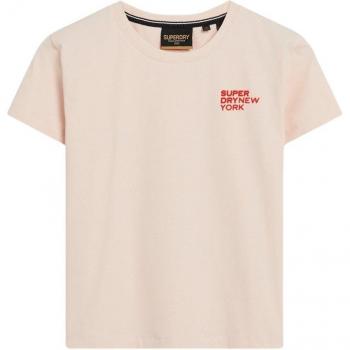 Camiseta Superdry Sport Luxe rosa claro para mujer con gráfico, manga corta
