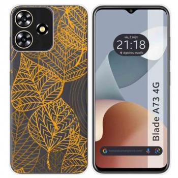Funda Silicona Transparente con Diseño de Hojas para Zte Blade A73 4G