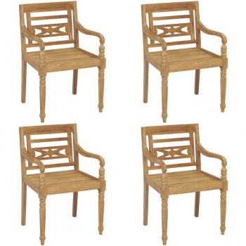 vidaXL Batavia Chairs 4 pcs Solid Teak Wood