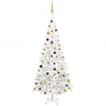 vidaXL Artificial Pre-lit Christmas Tree with Ball Set L 240 cm White