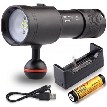 Evolva Future Technology D02 linterna de buceo foco de buceo inmersión bajo el agua 100M Video / Fotografía Linterna antorcha Flash Dive Torch Diving Flashlight