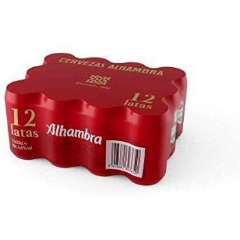 Alhambra Tradicional Cerveza Lager - Pack de 12 Latas x 33cl - 4,6% Volumen de Alcohol