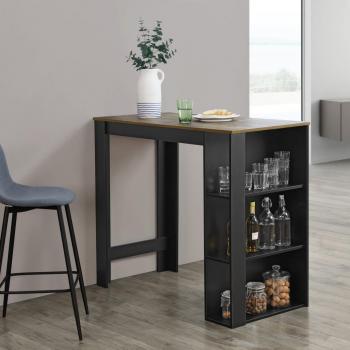 Barra de Bar Danderyd 120x60x106 cm con 3 Estantes Negro/Madera