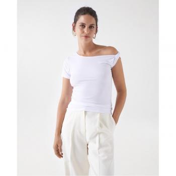 Camiseta de mujer Salsa Jeans con detalle de dobladillo en la manga, 21007966, camiseta de manga corta