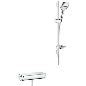 Hansgrohe 27038000 Raindance Select E 120 combinación de set de ducha y termostato, 3 tipos de chorro, cromo