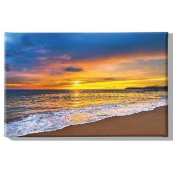 Impresión sobre Lienzo Puesta de Sol Multicolor en el Mar, Poliéster, Madera, 70x3x45 cm