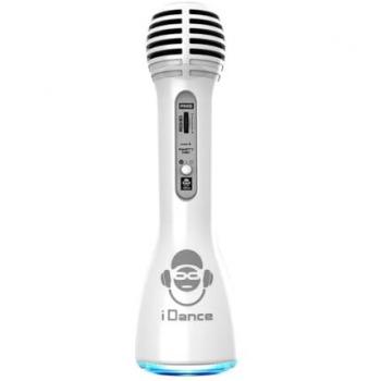 Micrófono Inalámbrico Bluetooth Karaoke Portátil con Altavoz, Luces LED y Batería Recargable - 25cm, Sonido Potente para Fiestas