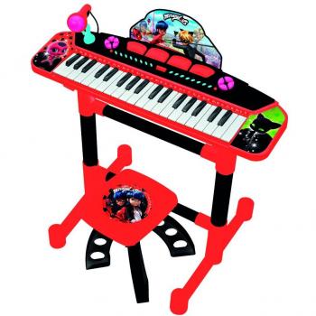 Piano Electrónico Lady Bug Rojo - Teclado de 61 teclas, sonidos de instrumentos variados, efectos de sonido, luces LED, micrófono incluido, diseño colorido y atractivo para niños