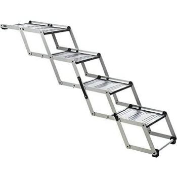 Trixie 4-Step Foldable Pet Stairs, Lightweight Aluminum/TPR, Max Height 70 cm, Width 37 cm, Length 160 cm