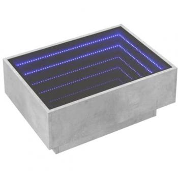 Mesa de centro y LED madera ingeniería gris hormigón 70x50x30cm