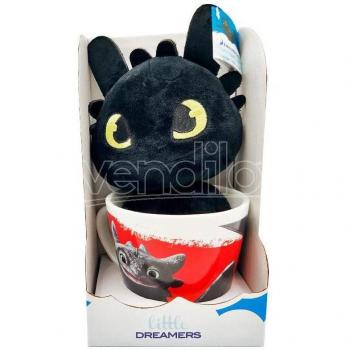 Taza y Peluche Toothless Cómo Entrenar a Tu Dragón 18 cm