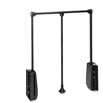 Colgador abatible para armario Hang, ancho regulable 600-830mm, acero y plástico, pintado negro