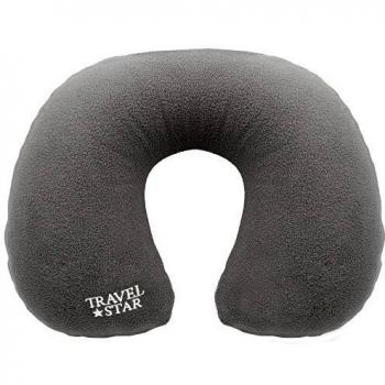 Travelstar: cojín Hinchable para Cuello con Funda de Forro Polar, Color Gris