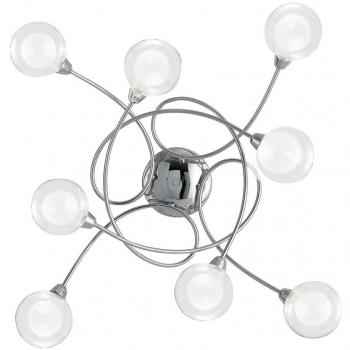 Plafón Blog 8 bombillas Vidrio, metal Cromo - Plafón Semi Empotrado 8 Luces Multi Brazo Cromo 66x66x20cm