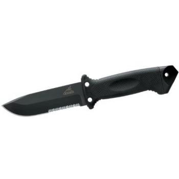 Gerber LMF II Infantry Fixed Blade Knife, 4.84in, 420HC Stainless Steel, Serrated, Black Handle, Model 22-01629