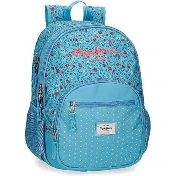 Pepe Jeans AVA Mochila Doble Cremallera Azul 32x44x22 cms Poliéster 30,98 L