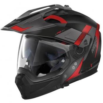 Nolan Casco Integral N70-2 X 06 Skyfall Negro-Rojo con sistema de comunicación N-Com, diseño aerodinámico, visera anti-rayaduras, interior desmontable y lavable, homologación ECE 22