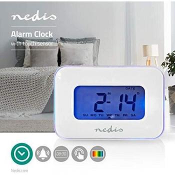 Nedis Reloj Despertador Digital Reloj Despertador Digital | Fecha/Temperatura | Pantalla Multicolor Blanco