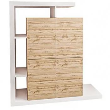 Estantería Utica 113, Aglomerado laminado, Blanco, Cerrable, Con puertas, 151 x 120 x 40 cm