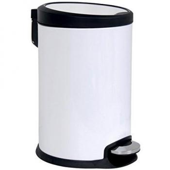MSV Cubo DE Basura Blanco 20 L,Cierre Lento, Acero Inoxidable, 46.5x31.5x31.5 cm