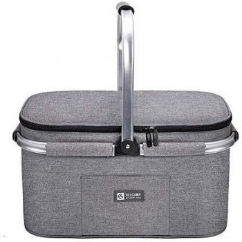 ALLCAMP Bolsa Refrigeradora Aislada Grande de 32L Cesta Picnic Familia aislada Cesta de Picnic,Bolsa térmica Grande Negro