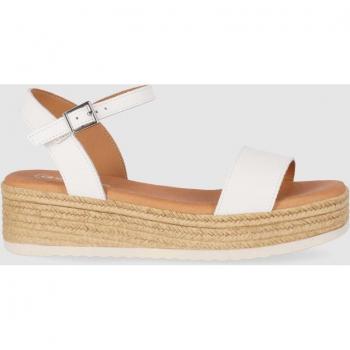 Sandalias de Piel St Carly 5437 para mujer, color blanco, con cuña y cierre de hebilla al tobillo