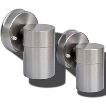 vidaXL 2x Lámparas de Pared Exterior Acero Inoxidable Luz Descendente Plateado