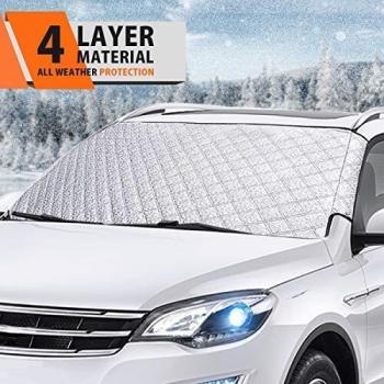 MATCC Protector de Parabrisas Cubierta de Nieve y de Sol Antihielo Funda de Parabrisa Universal para Coche