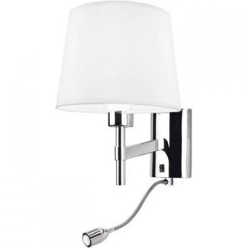 Aplique de pared interior LED Bristol Metal Cromo con 2 luces y lámpara de lectura E27