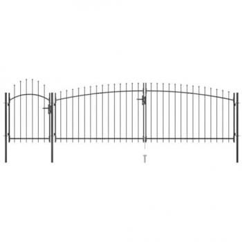 Puerta de valla de jardín con punta de lanza 5x1,75 m negro