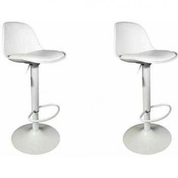 Set de 2 taburetes de bar Isak blancos - Altura ajustable - Asiento acolchado - Estilo contemporáneo