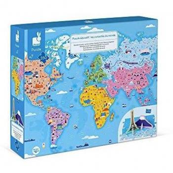 Janod - Puzle Educativo Infantil Curiosidades del Mundo, de 350 Piezas - Desarrolla la Motricidad Fina y la Concentración - A partir de 7 Años, J02677