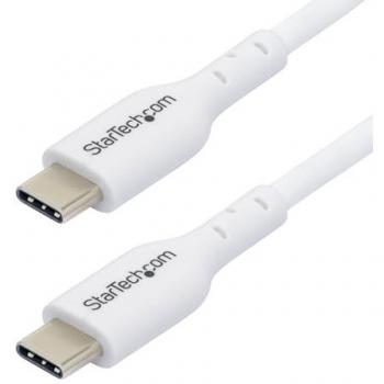 Cable de carga y sincronización USB-C a USB-C de 2 m, color blanco, USB 2.0