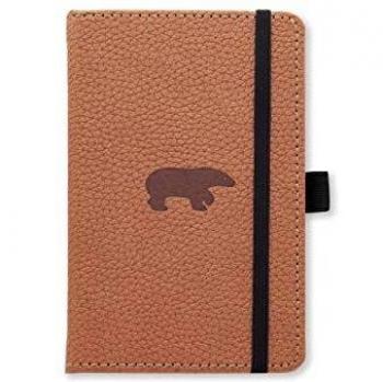 Cuaderno A6 Wildlife Dingbats - Oso Pardo - Tapa Dura de Cuero PU, Páginas Cuadradas, Ideal para Trabajo y Viaje, Con Cierre Elástico y Soporte para Bolígrafo