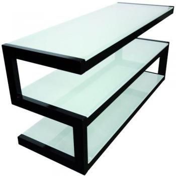 Mueble TV Norstone Esse Noir Brillante con Vidrio Esmerilado para Pantallas de 32 a 50 pulgadas