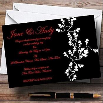 Negro Blanco Rojo personalizado noche recepción invitaciones/invita y sobres, 100 Invites & Envelopes