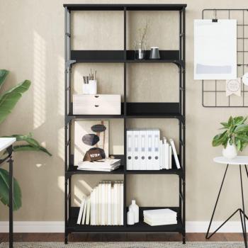 Estantería de madera multicapa negra 78,5x33x153 cm