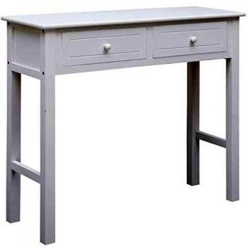 vidaXL Consola de madera con 2 cajones, mesa de pasillo, aparador, mesa auxiliar, mesa auxiliar, mesa para teléfono o tocador, color blanco, 90 x 30 x 77 cm