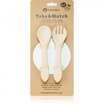 Petite&Mars Take&Match Silicone Cutlery Set - Desert Sand, 6 Months+, 2 Pieces