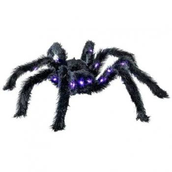 Araña Peluda Negra con Luz de 86 cm