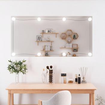 Espejo de pared rectangular con luces LED 50x100 cm vidrio