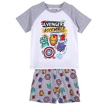 Pijama corto niño Capitán América 100% algodón gris 2 piezas licencia oficial Marvel talla 14A